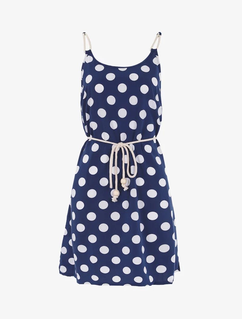 Trapezkleid mit Punkten - blau