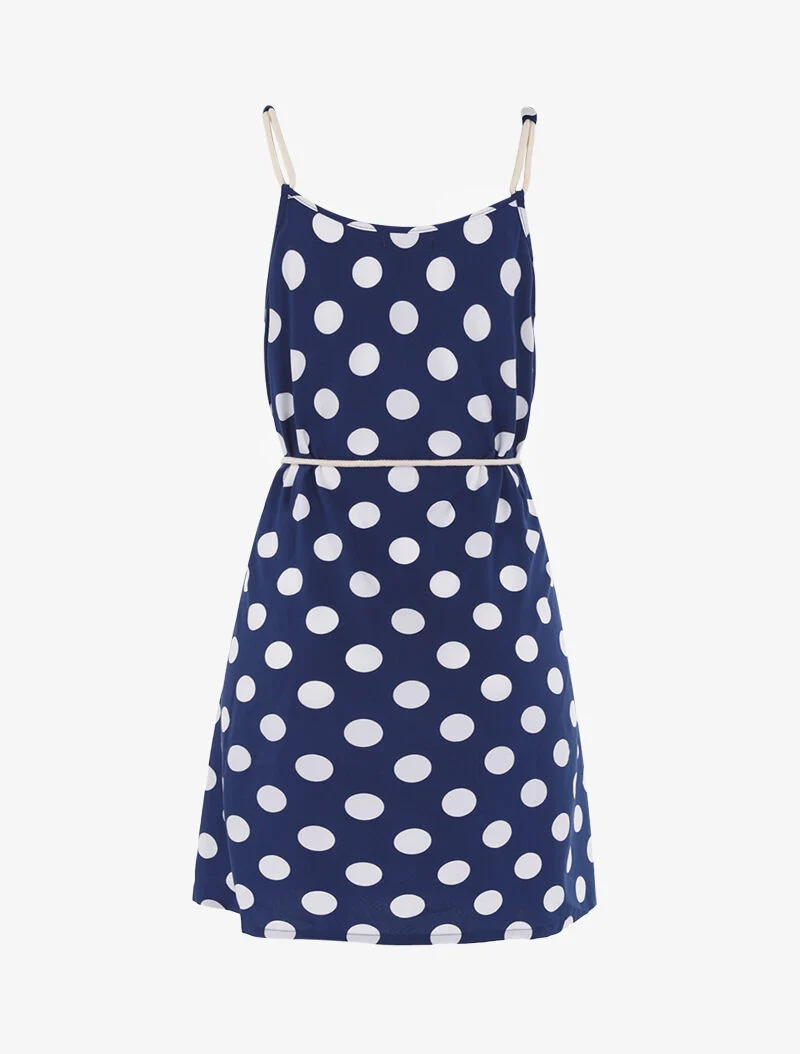 Trapezkleid mit Punkten - blau