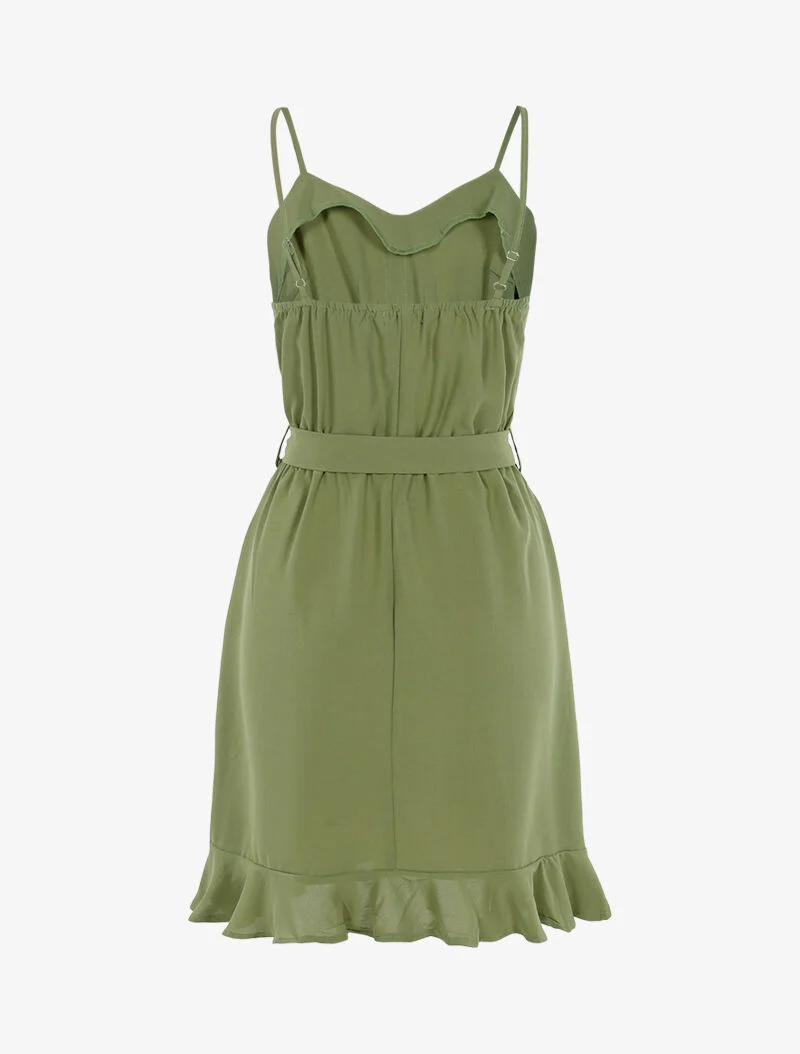 Kleid mit dekorativen Knöpfen - Kaki