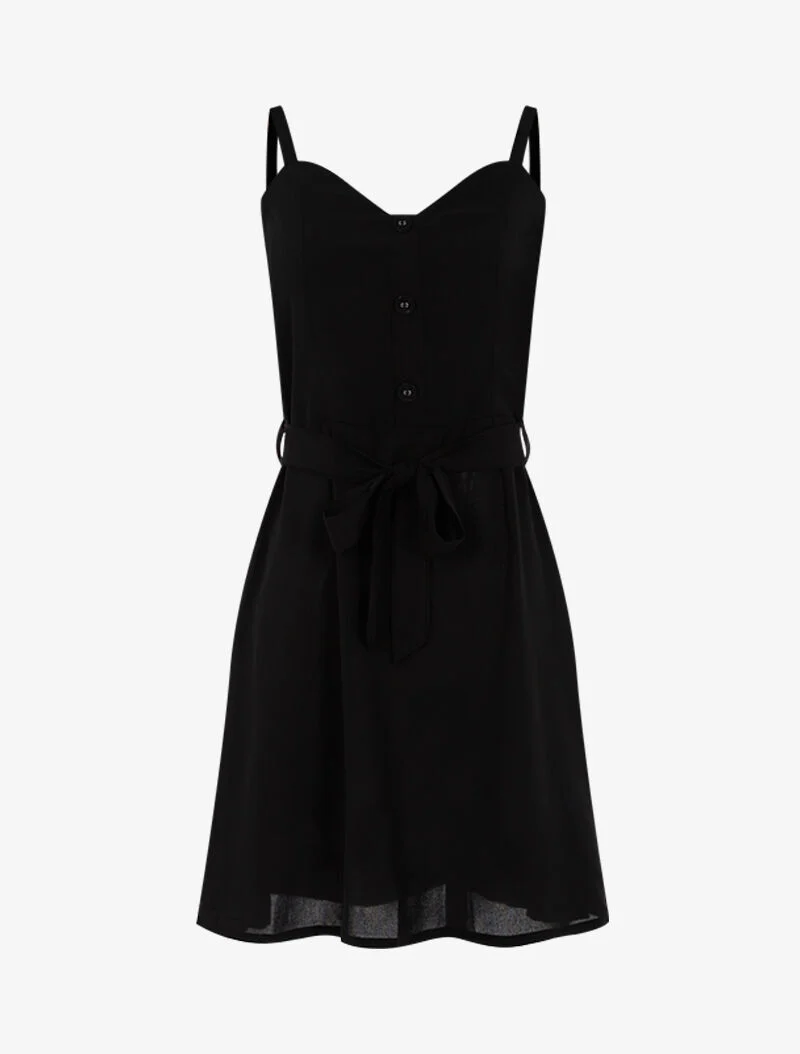 Kleid mit dekorativer Knopfleiste - schwarz