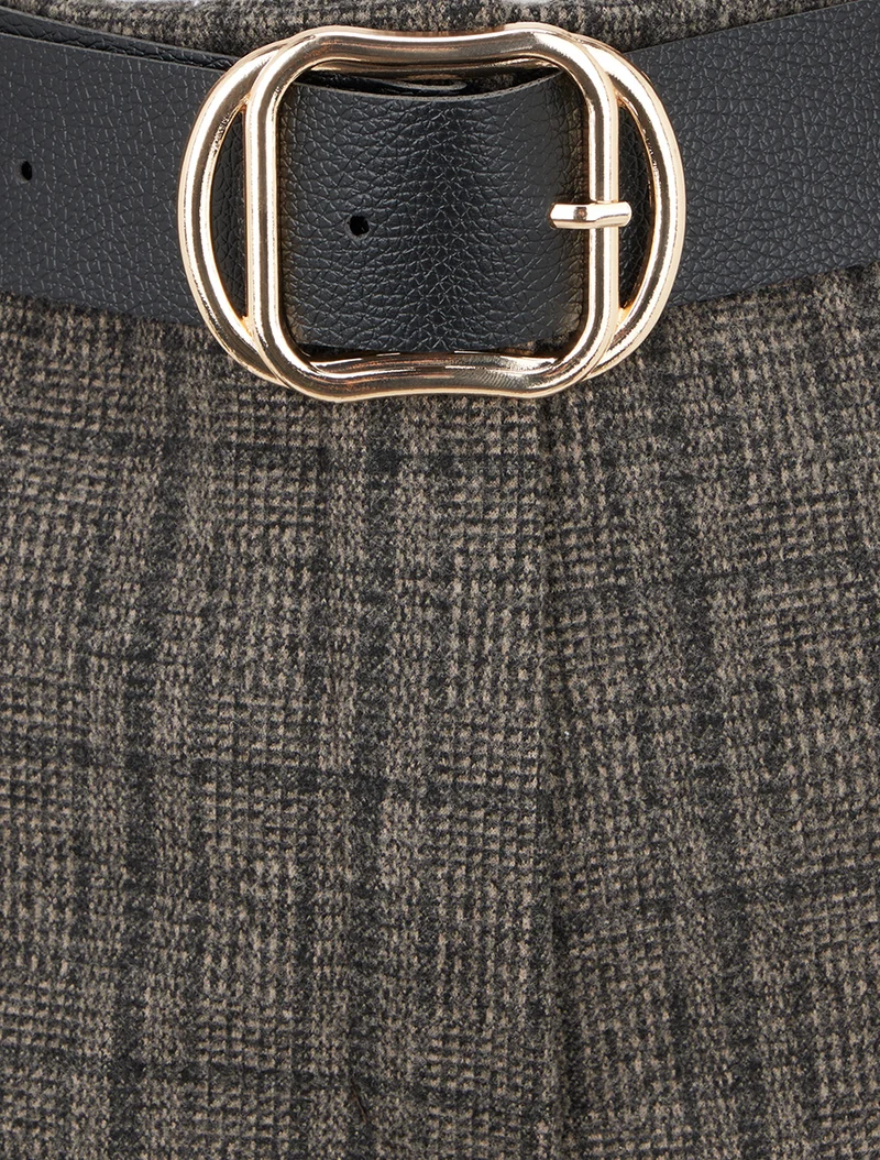 Tartan-Print-Shorts mit umgeschlagenem Saum - Schwarz
