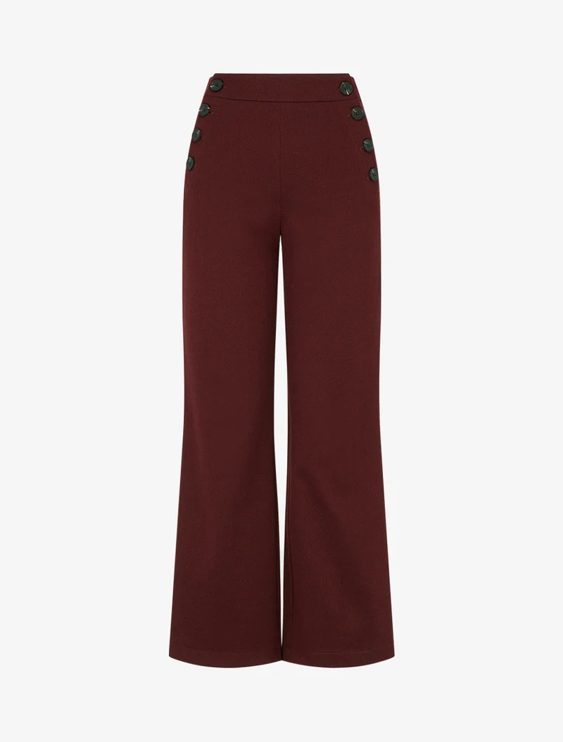 Gerade Marlenehose mit Zickzack-Print. - Bordeaux