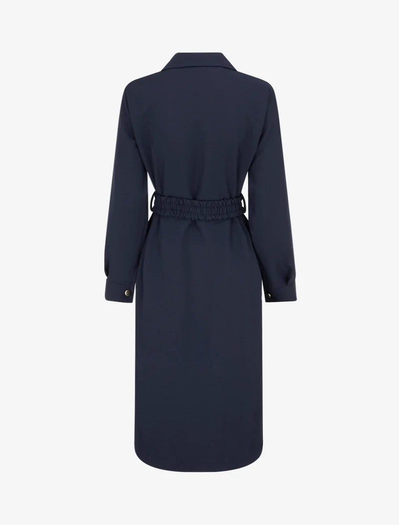 Langes Hemdkleid mit dekorativen Taschen - Marine