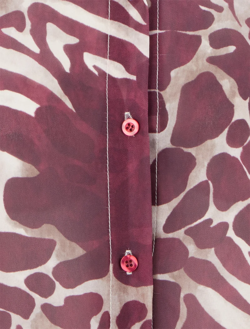 Gerades transparentes Hemd mit Animal-Print - Pflaume