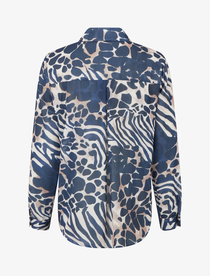 Gerades transparentes Hemd mit Animal-Print - Marine