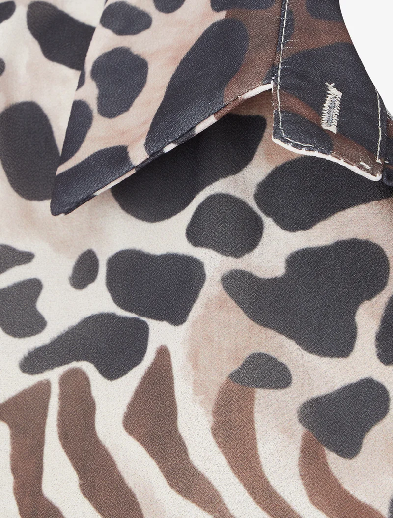 Gerades transparentes Hemd mit Animal-Print - Schwarz