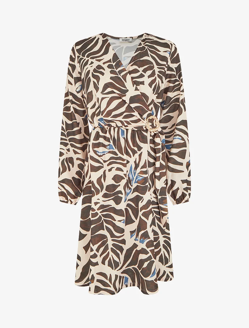 Elastisches Kleid mit Fantasiemuster - Braun