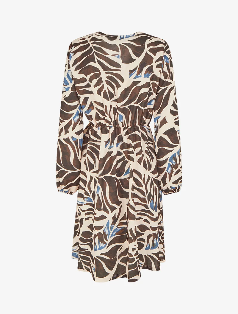 Elastisches Kleid mit Fantasiemuster - Braun