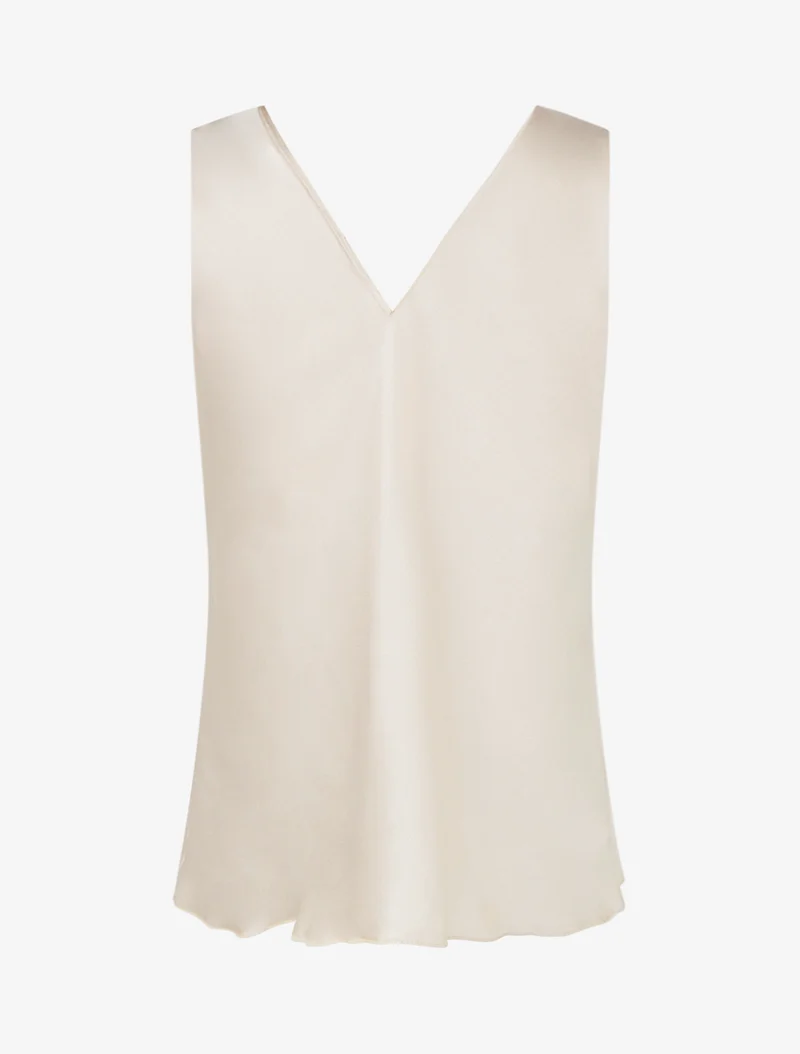 Satinoberteil mit Schmuckbesatz - Beige