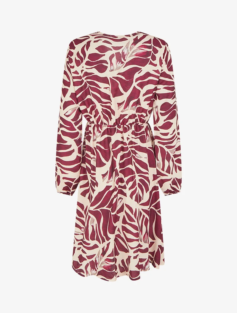Elastisches Kleid mit Fantasiemuster - Pflaume