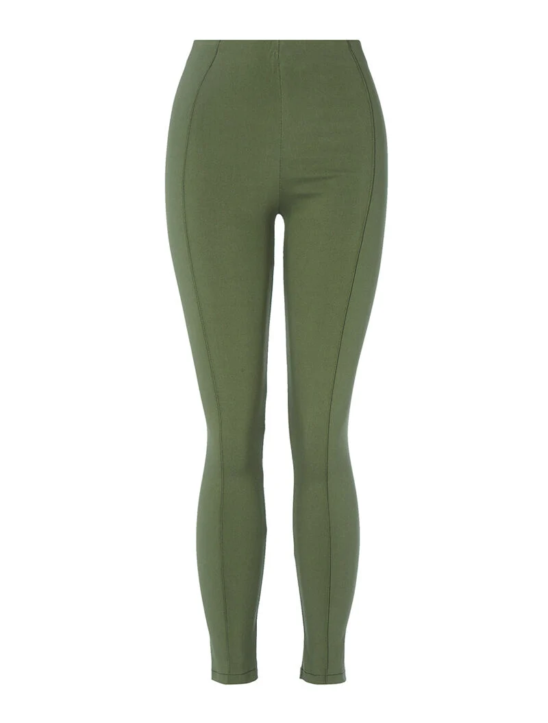 Leggings mit Ziernaht - Kaki