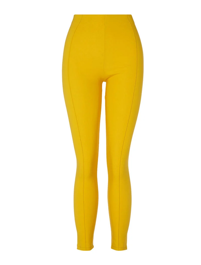 Leggings mit Ziernaht - gelb
