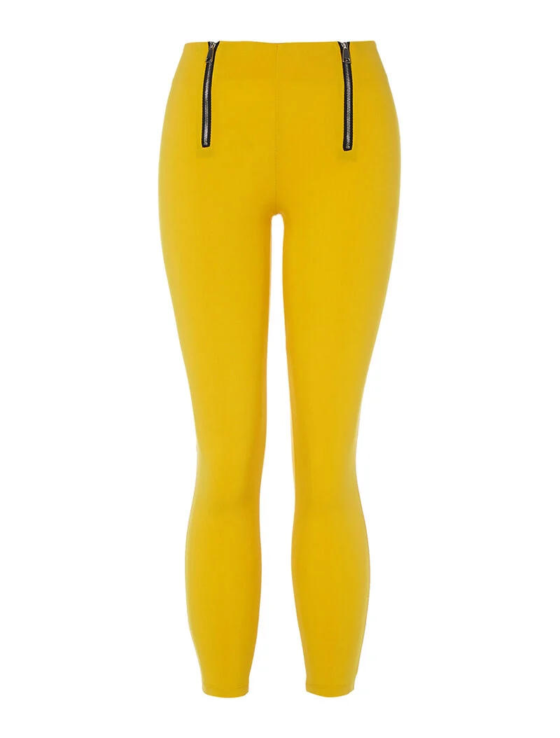 Superenge Leggings mit Reißverschluss - gelb