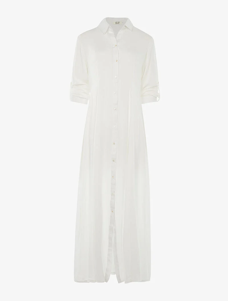 Langes Hemdkleid - weiß