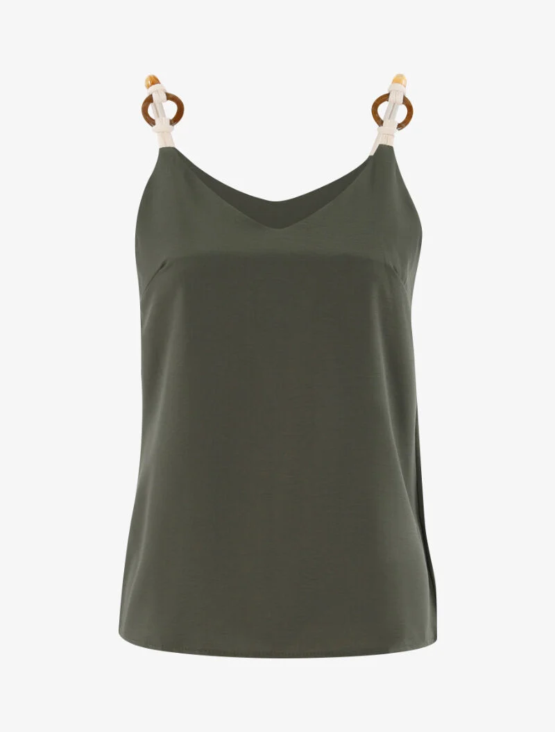Tanktop mit Seileffekt-Trägern - Kaki