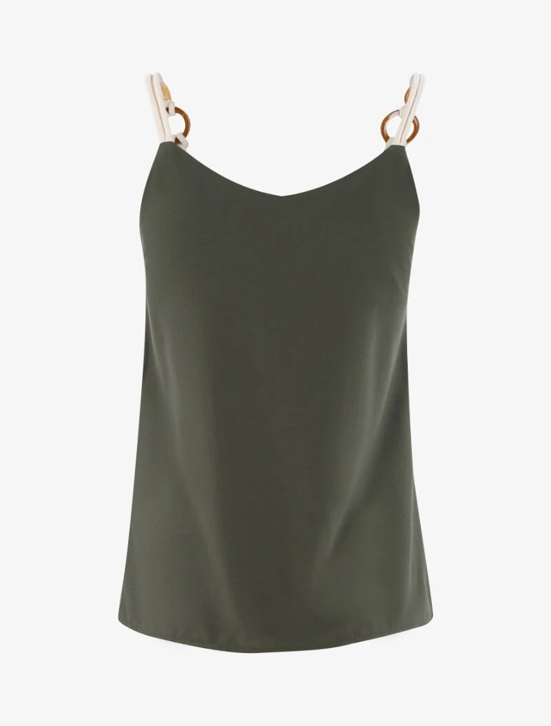 Tanktop mit Seileffekt-Trägern - Kaki