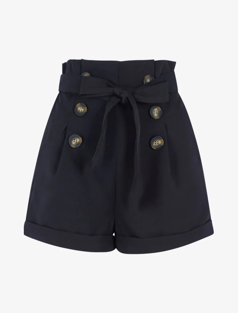 High Waist Paperbag Shorts - schwarz