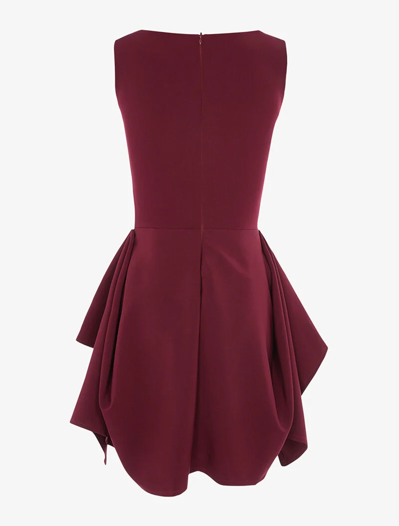 Overall mit Spitzensaum im Lagen-Look - Weinrot