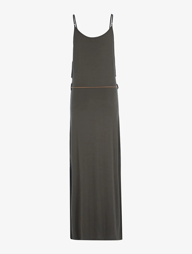 Fransenkleid mit Ausschnitt - Kaki