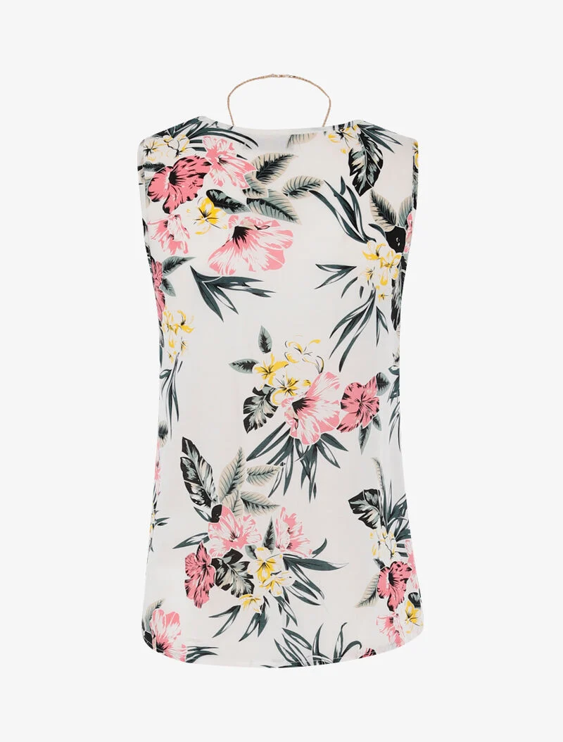 Blumentop mit Kette. - weiß