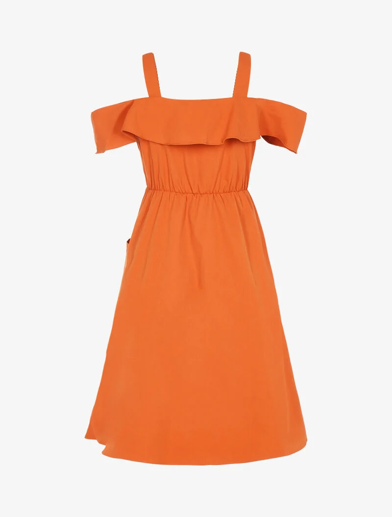 Schulterfreies Kleid - Orange