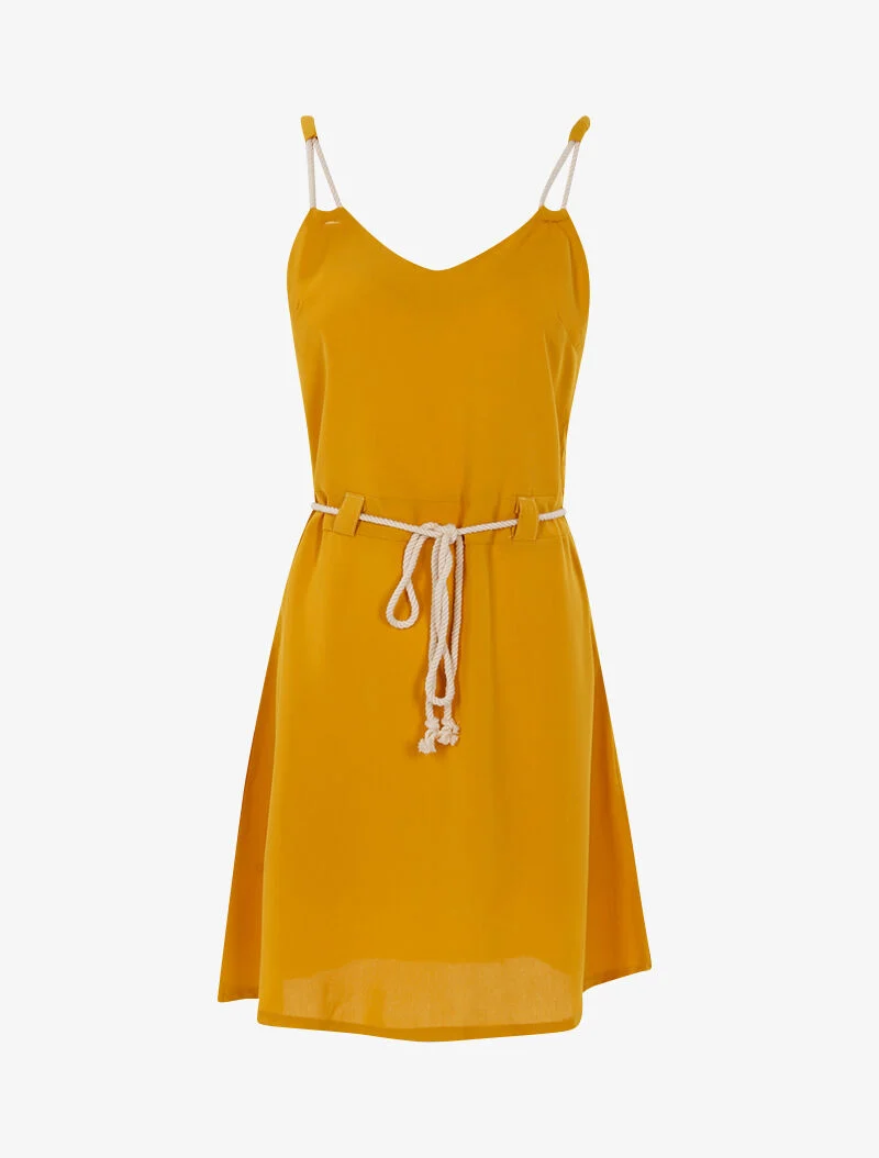 Kleid mit Trägern im Seil-Stil - gelb