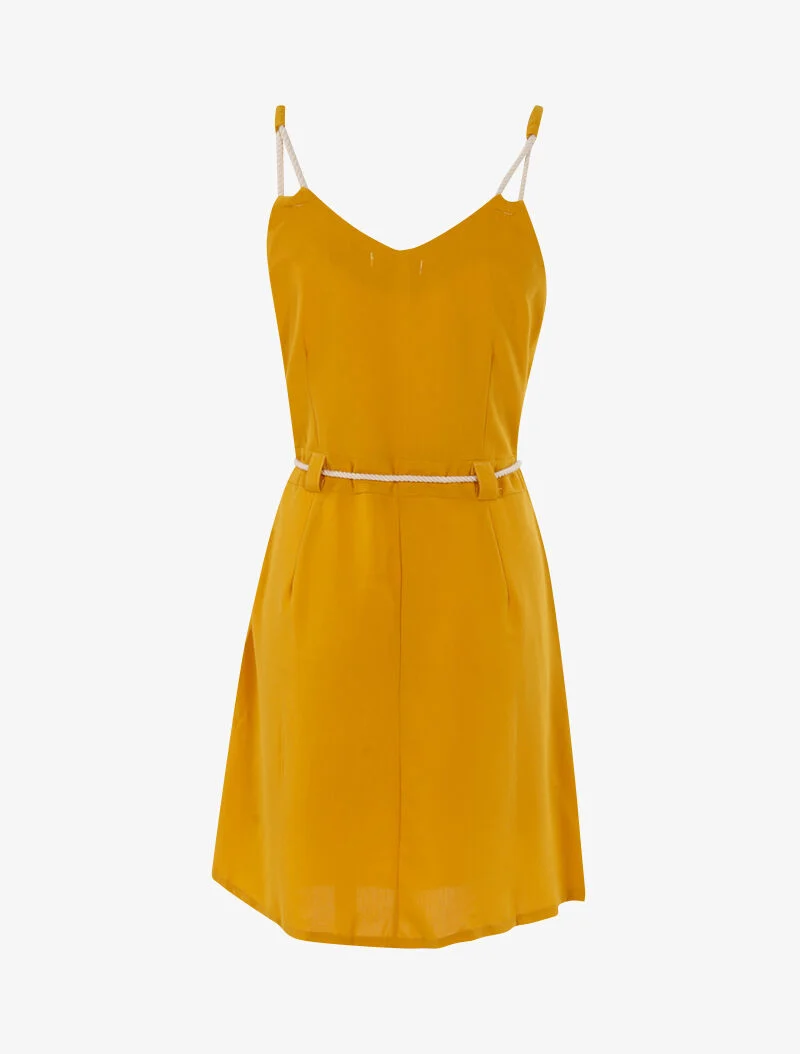Kleid mit Trägern im Seil-Stil - gelb