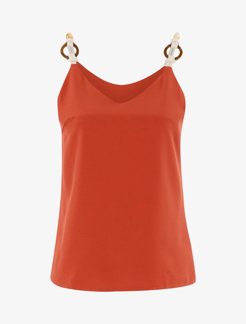 Tanktop mit Seileffekt-Trägern - Rost