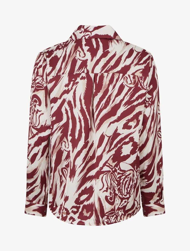 Tierdruck Satinbluse - Bordeaux