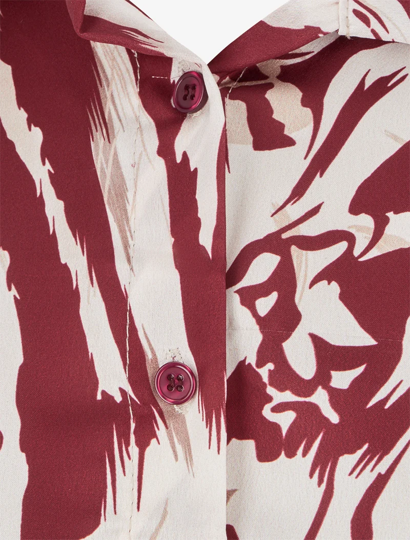 Tierdruck Satinbluse - Bordeaux