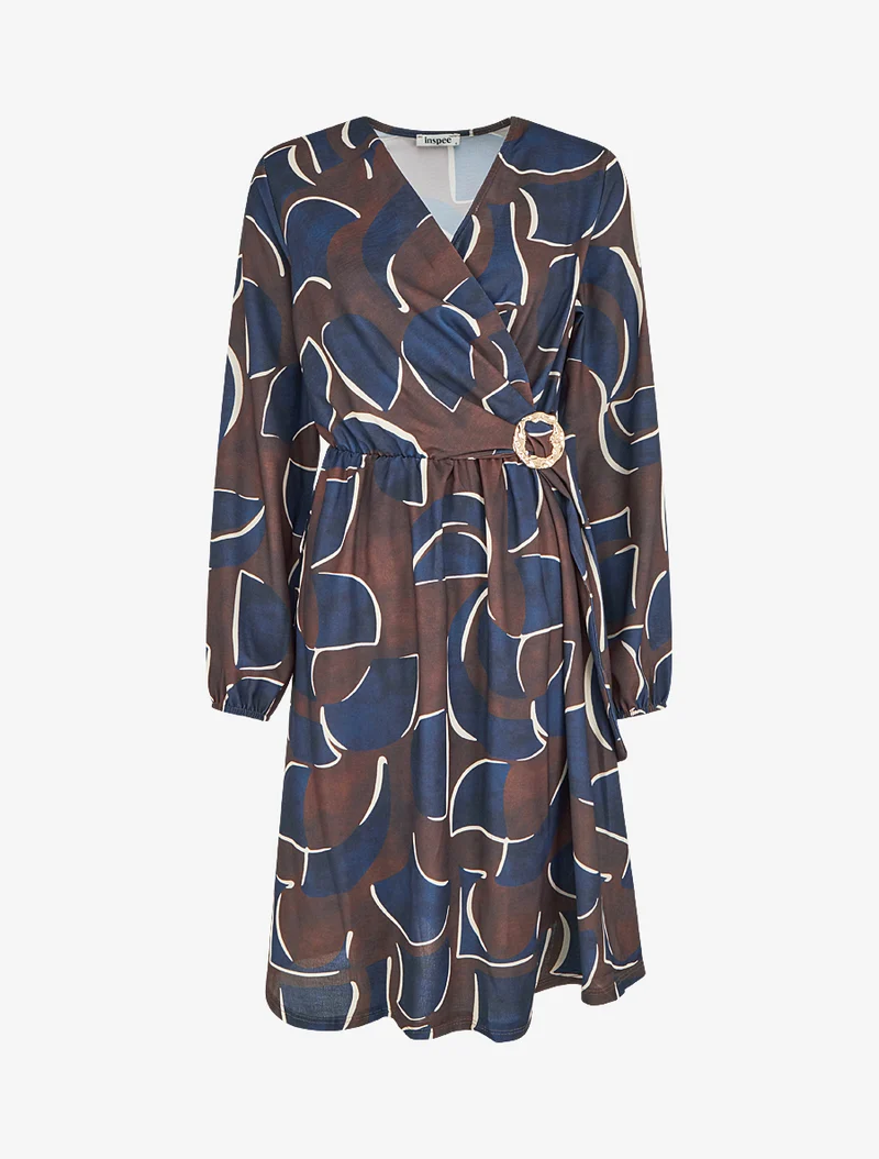 Elastisches Kleid mit abstraktem Druck - Marine