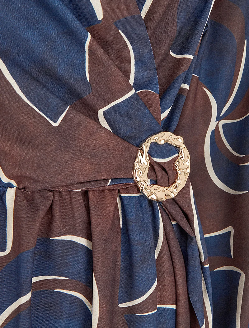 Elastisches Kleid mit abstraktem Druck - Marine