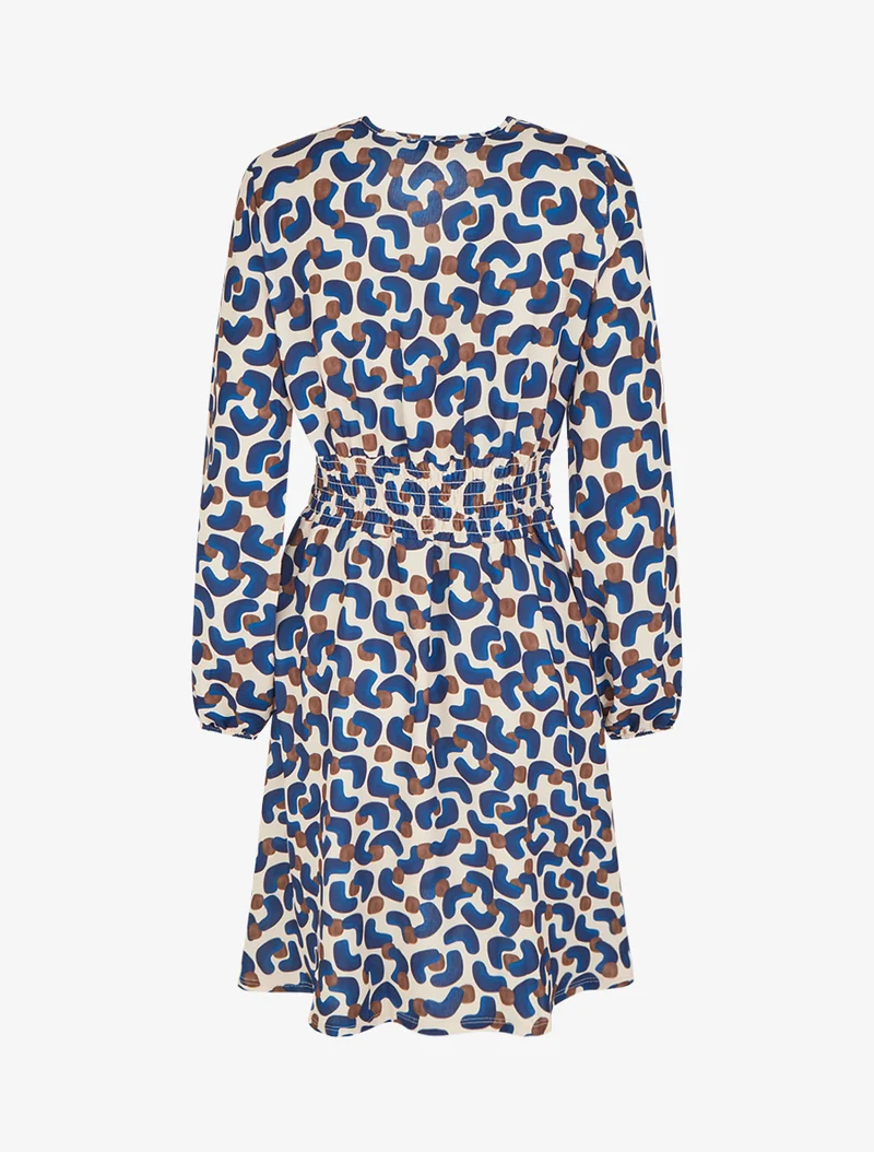 Kleid mit abstraktem Druck und Wickelausschnitt - Marine