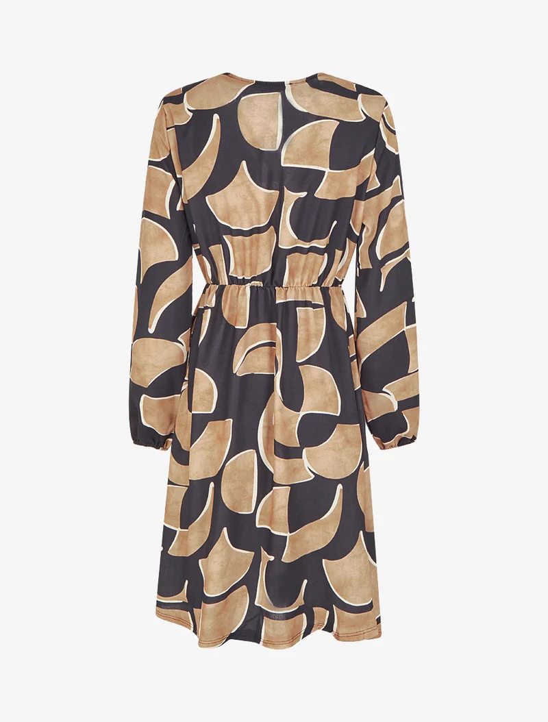 Elastisches Kleid mit abstraktem Druck - Schwarz