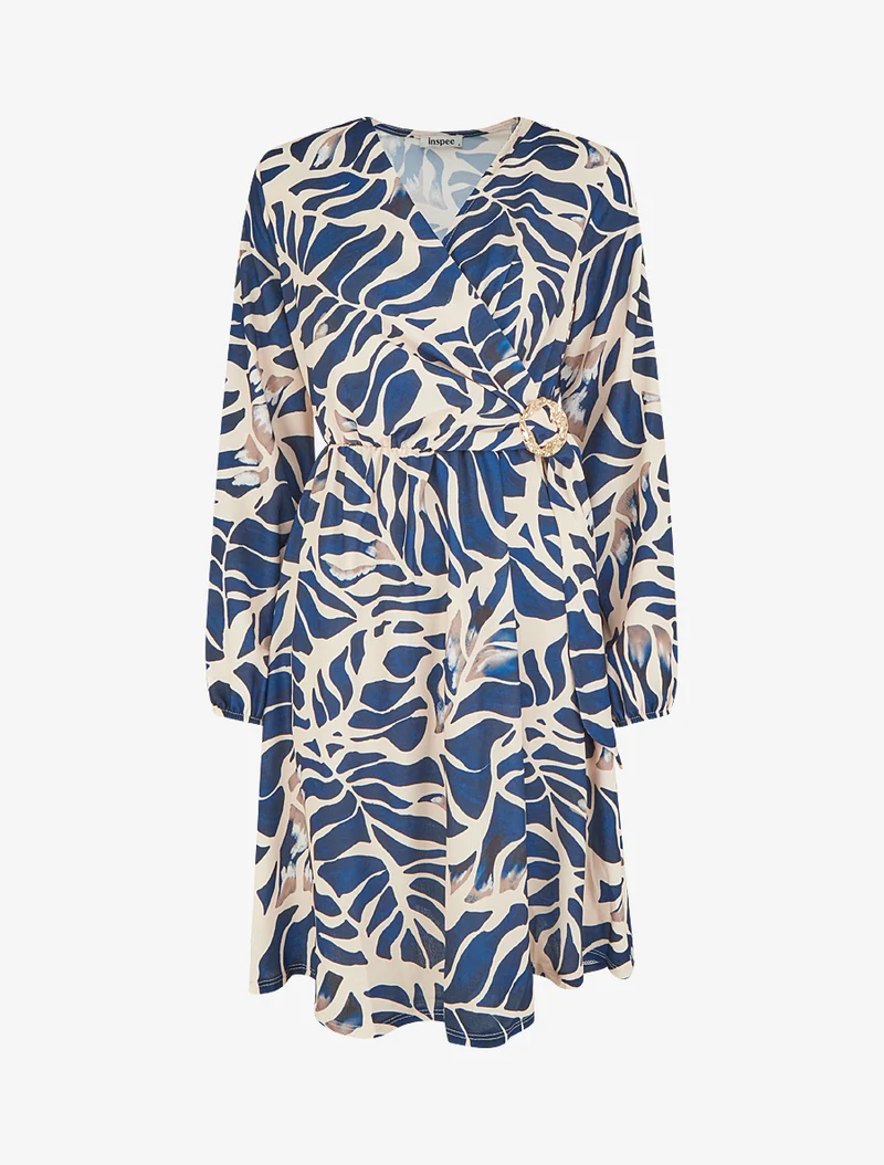 Elastisches Kleid mit Fantasiemuster - Marine