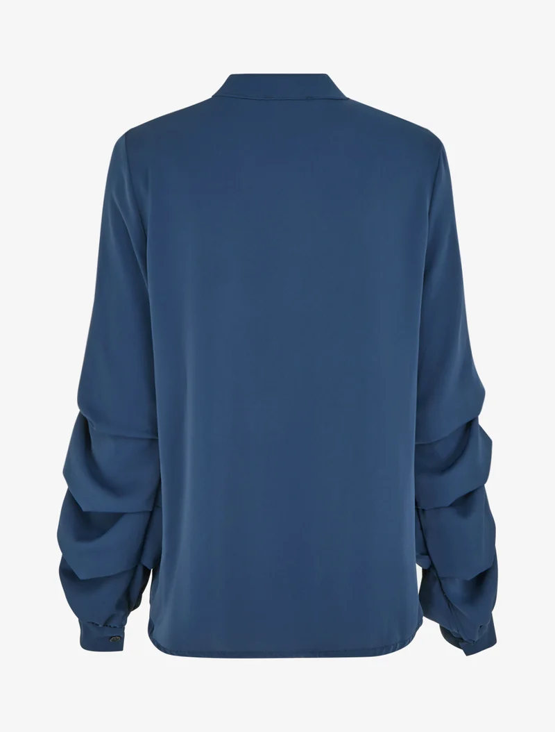 Fließende einfarbige Bluse mit stilisierten Ärmeln - Marine