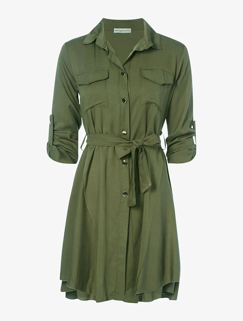 Ausgestelltes Sahara-Kleid - Kaki