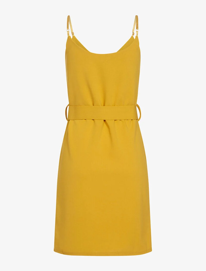 Schlafkleid mit Gürtel in der Taille - Senf
