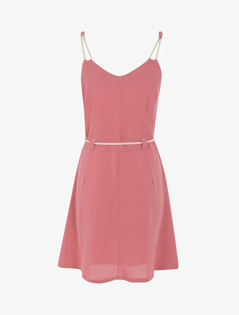 Kleid mit Trägern im Seil-Stil - Rose