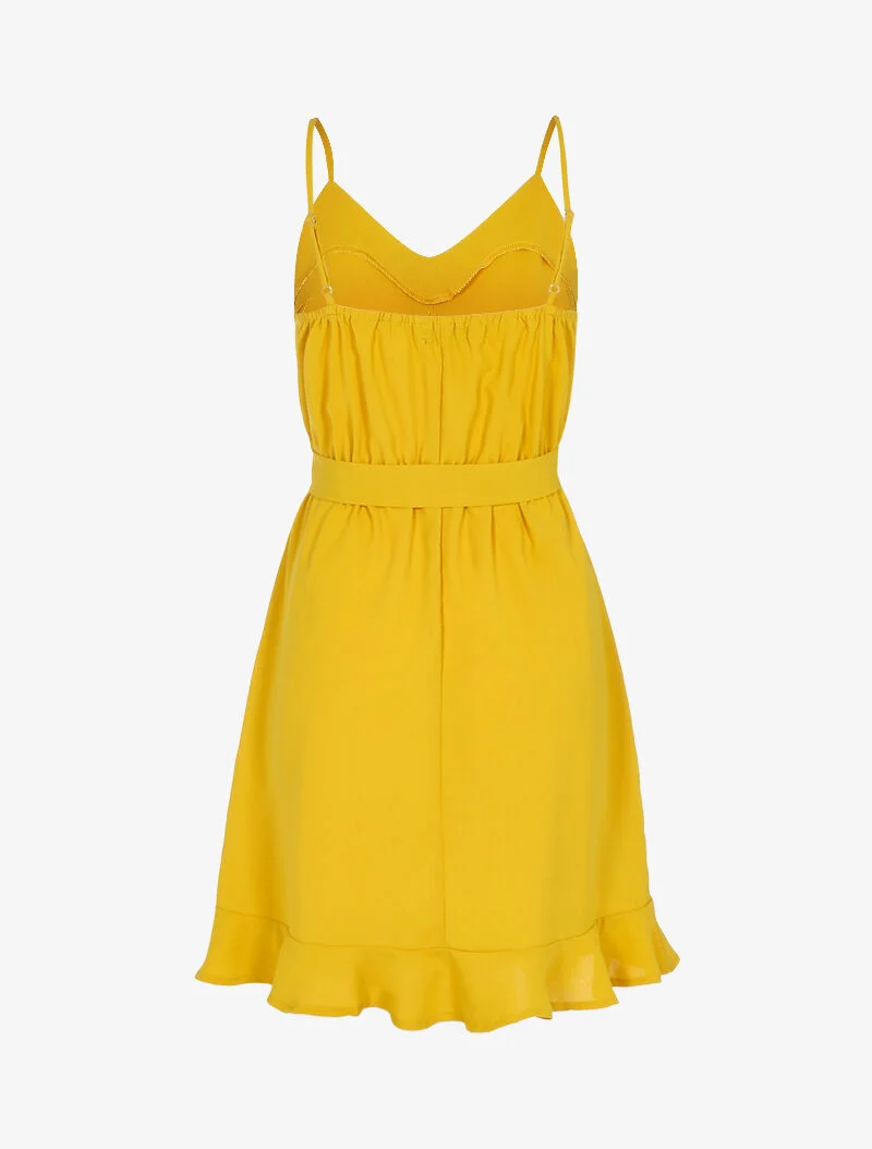 Kleid mit dekorativen Knöpfen - gelb