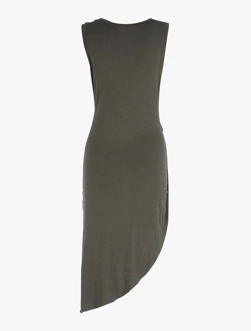 Asymmetrisch geschnittenes Kleid - Kaki