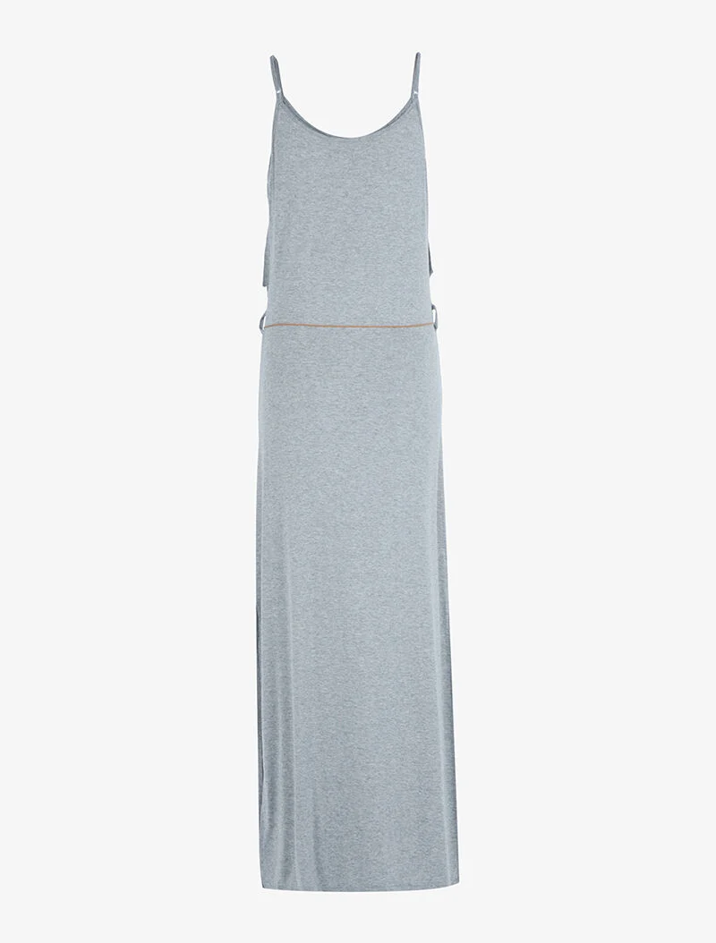 Fransenkleid mit Ausschnitt - Hellgrau