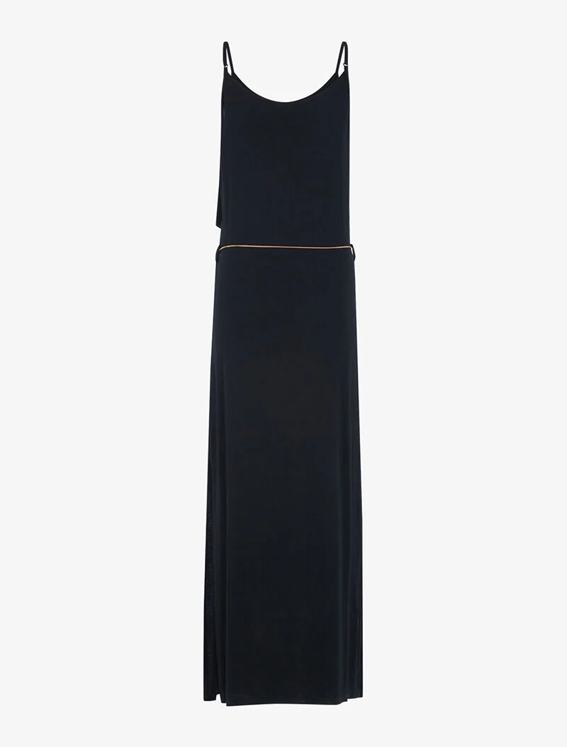 Fransenkleid mit Ausschnitt - schwarz