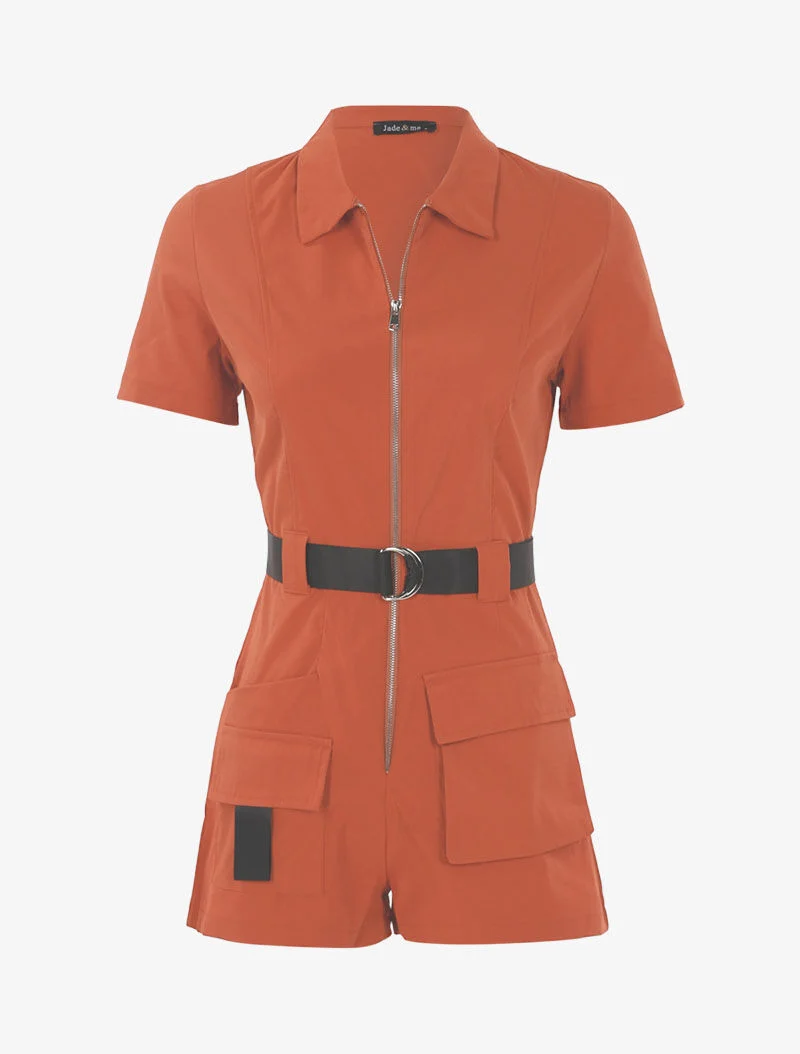Overall-Shorts mit kontrastierenden Details - Orange