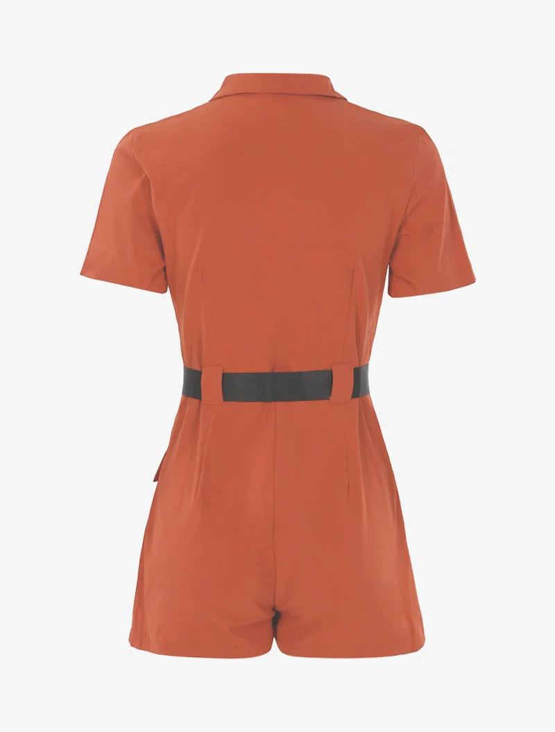 Overall-Shorts mit kontrastierenden Details - Orange