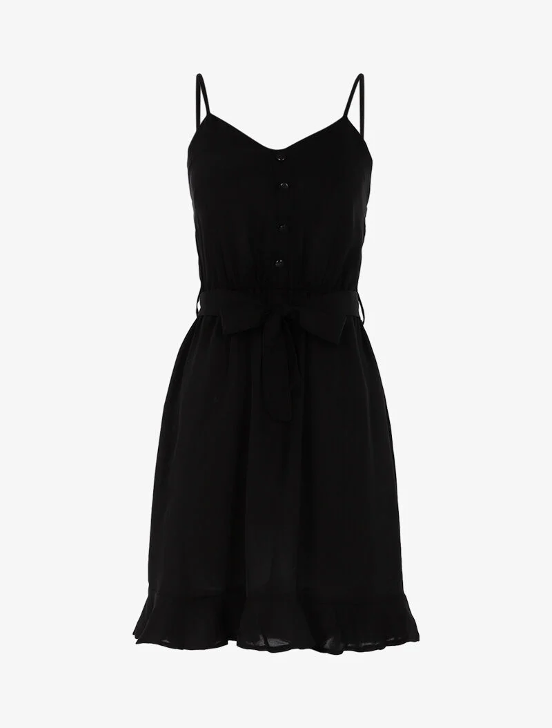 Kleid mit dekorativen Knöpfen - schwarz