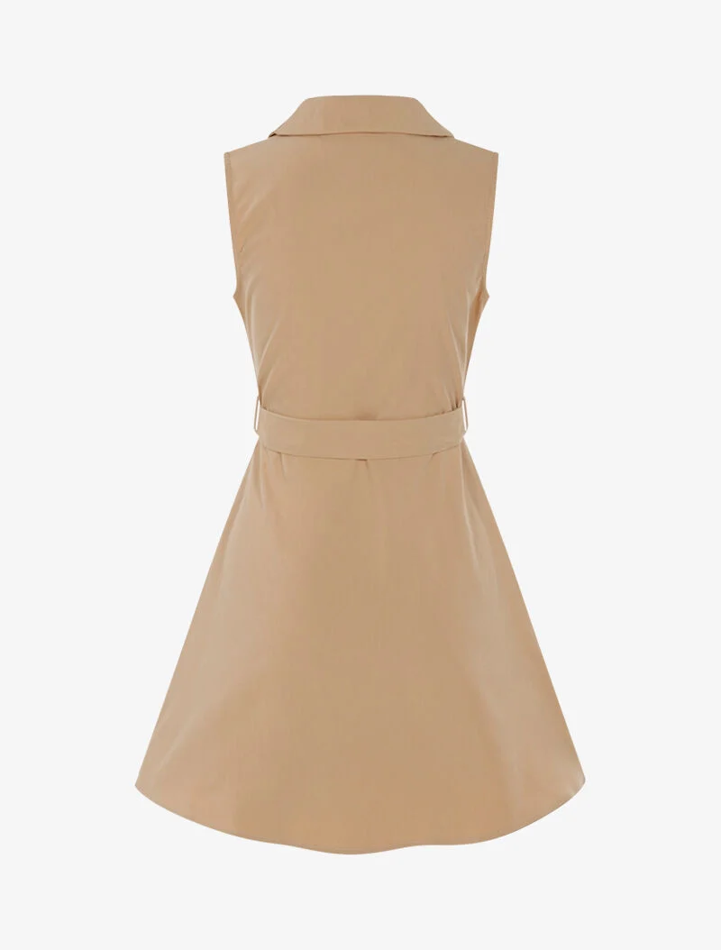 Skaterkleid mit dekorativen Knöpfen - beige