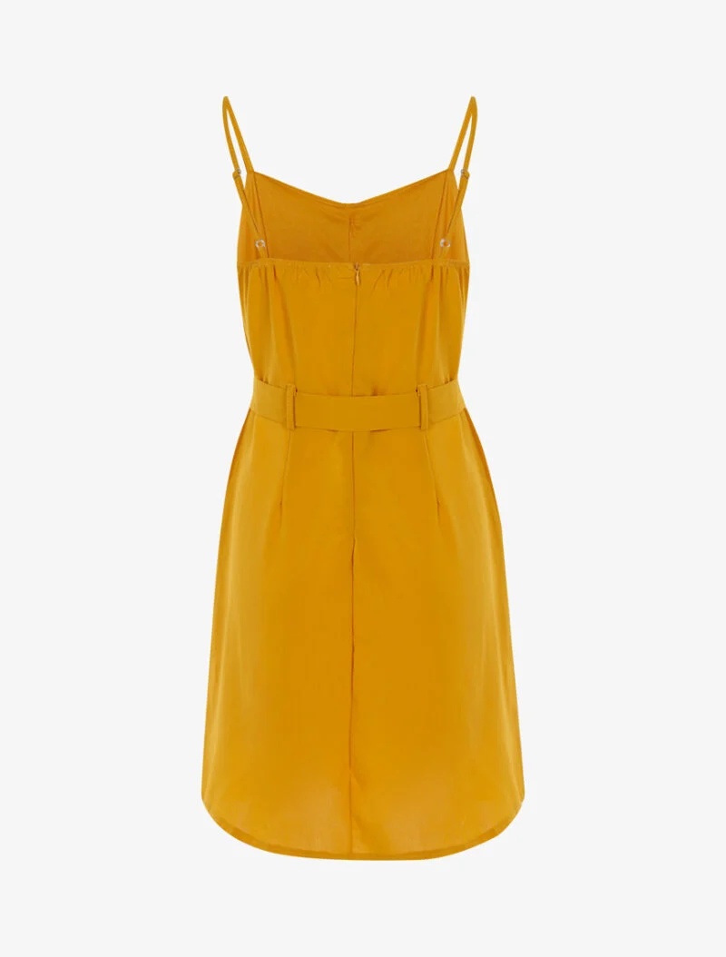Kleid mit Knopfleiste und Rüschen - gelb