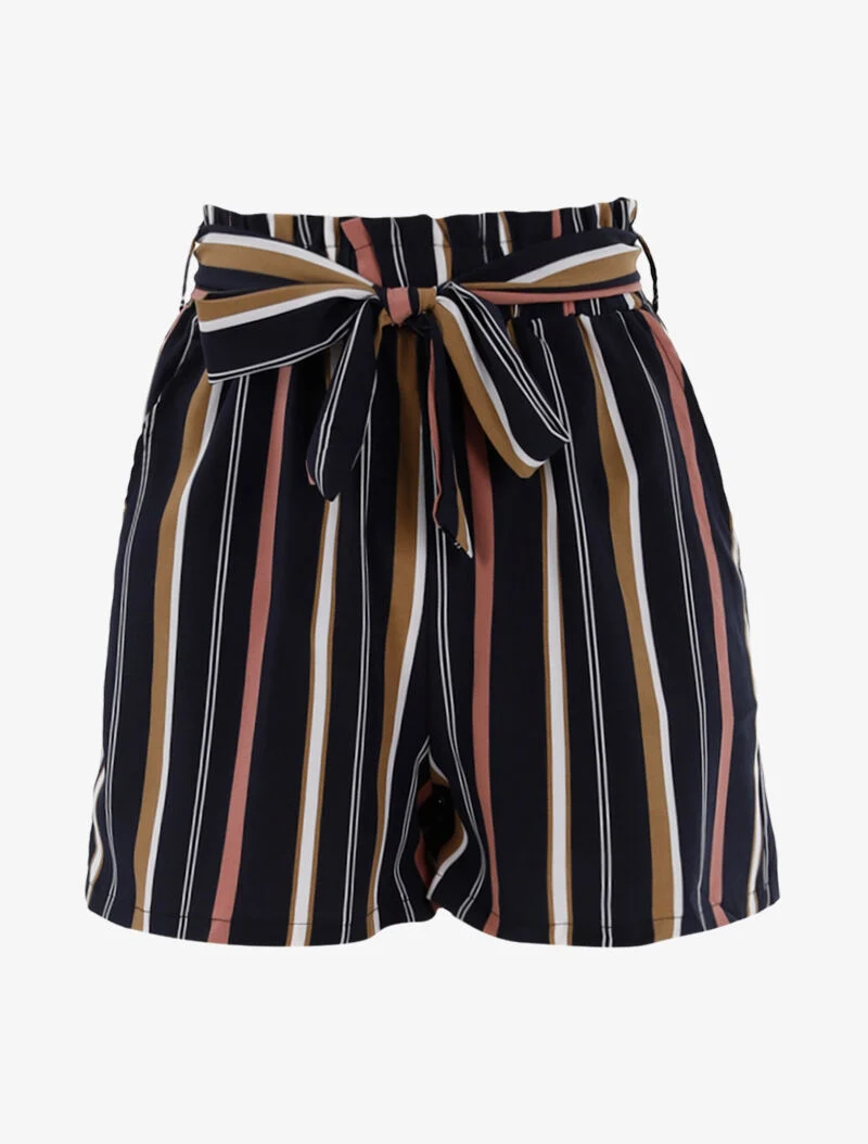 Gestreifte weite Shorts - Marine