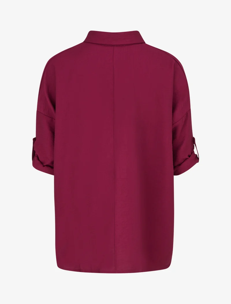 Lockere Bluse mit Metallstiften - Weinrot